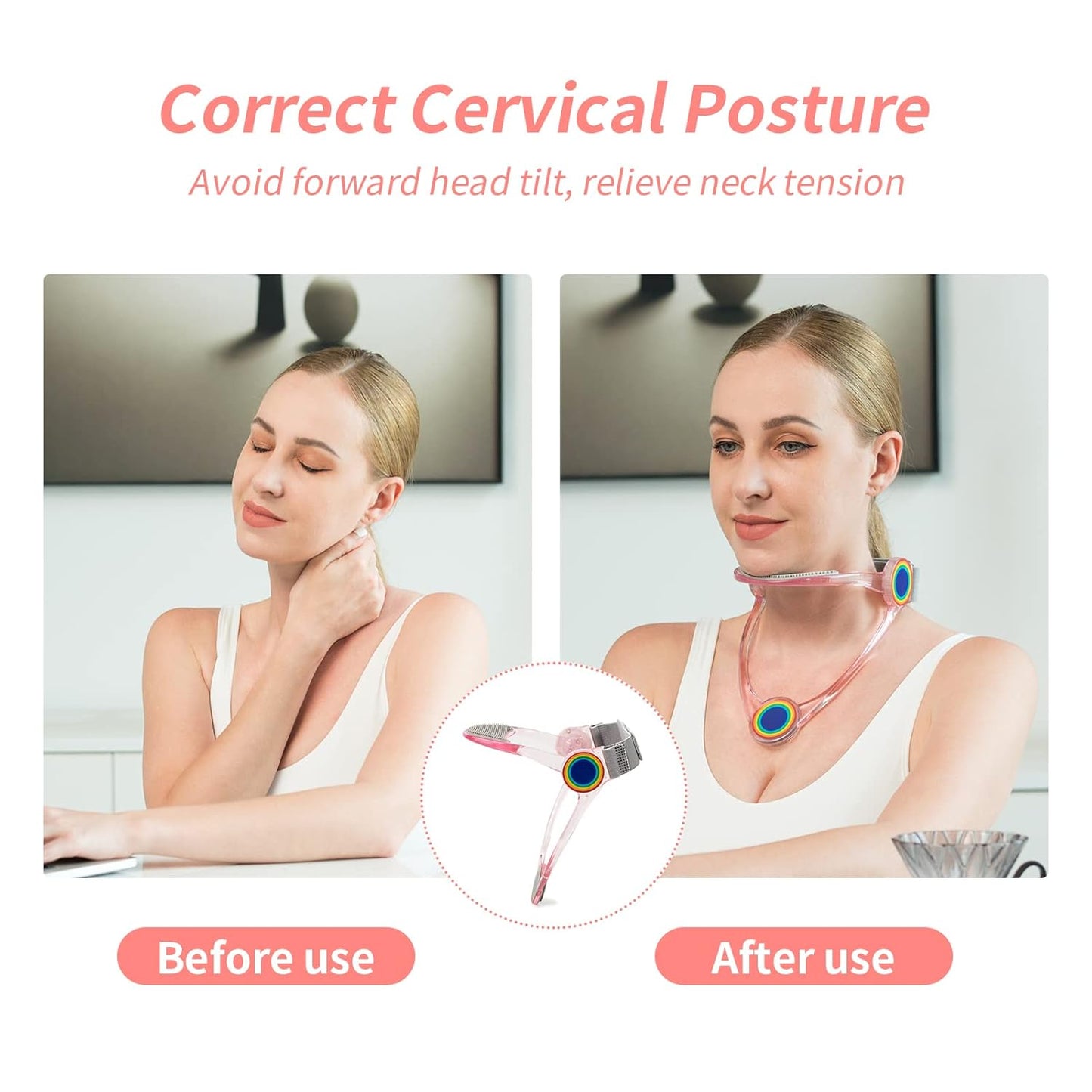 PostureGuard™ – Adjustable Neck & Shoulder Support for Study & Work
