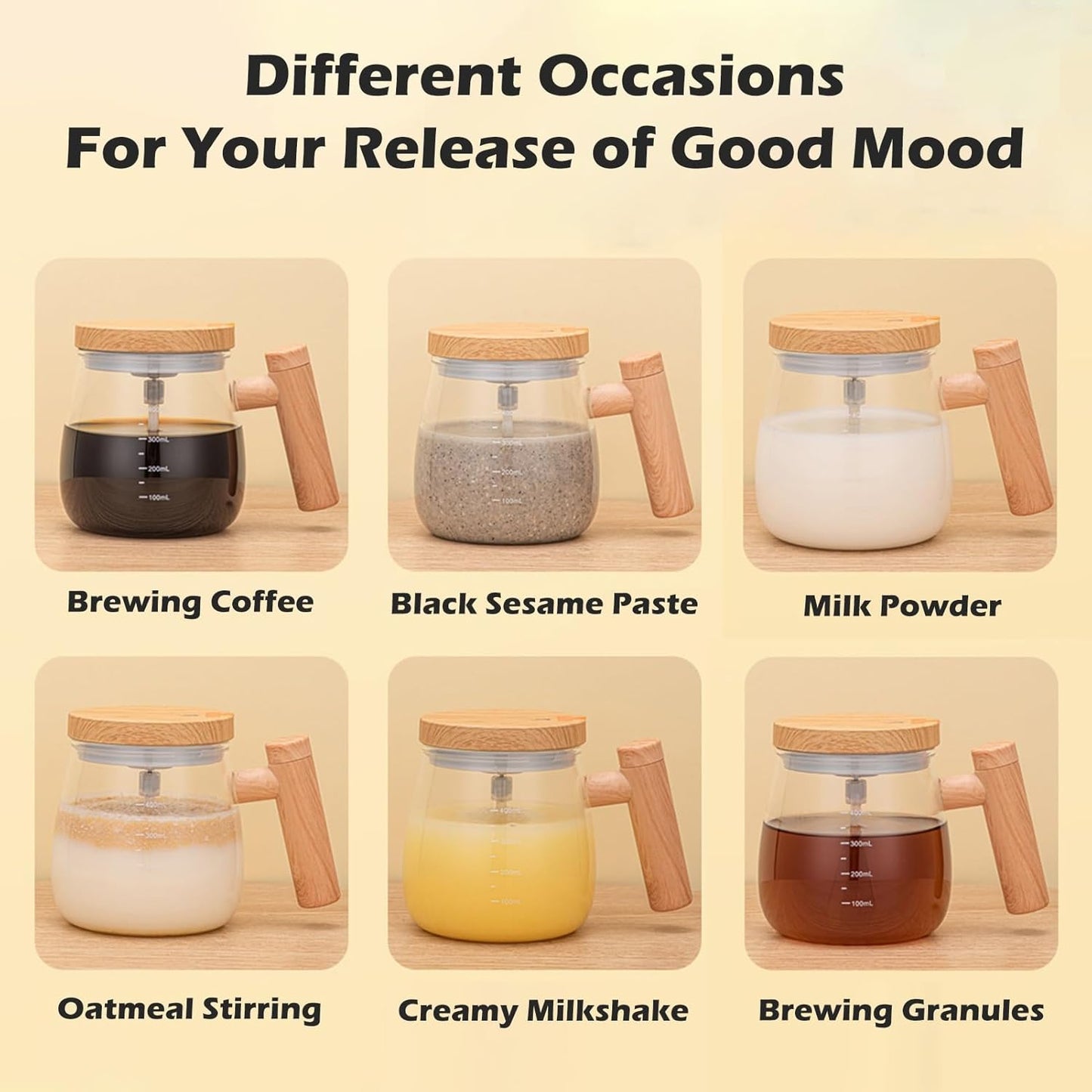 Automatic mixing smart mug blending hot coffee with high-speed stirrer