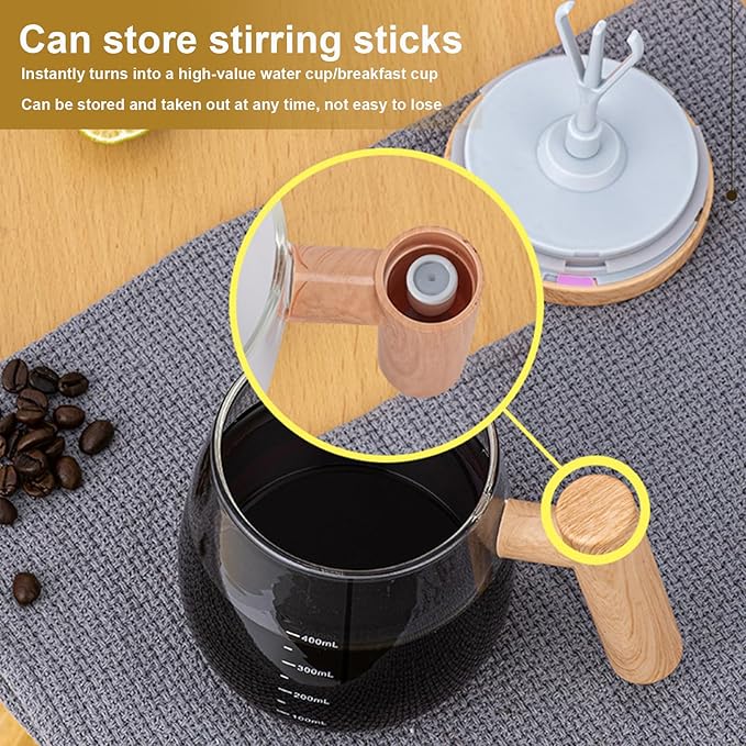 Automatic mixing smart mug blending hot coffee with high-speed stirrer