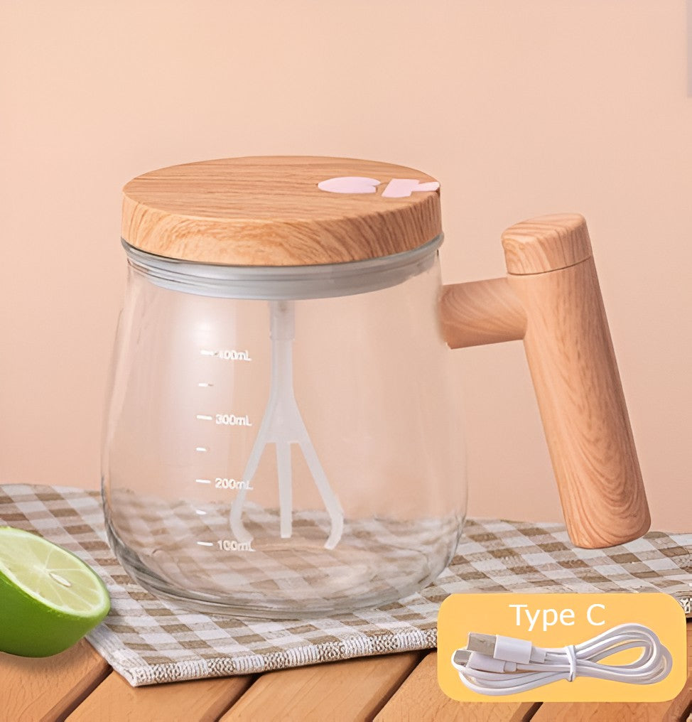 Automatic mixing smart mug blending hot coffee with high-speed stirrer