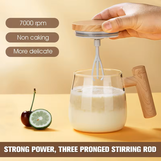 Automatic mixing smart mug blending hot coffee with high-speed stirrer