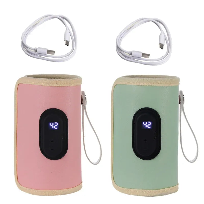 ThermoTote™ Portable USB Baby Bottle Warmer with Digital Display – Adjustable Temp (35–55°C)