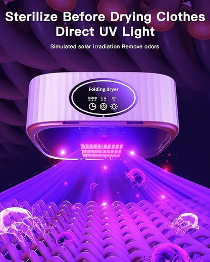 GlowDryer foldable clothes dryer for travel and small spaces
UV light portable clothes dryer for apartment and dorm use
Compact electric dryer for baby clothes, underwear and delicates
Lightweight collapsible dryer with 1h 2h 4h timer and energy-saving feature
Travel-friendly laundry drying solution with UV sanitization

