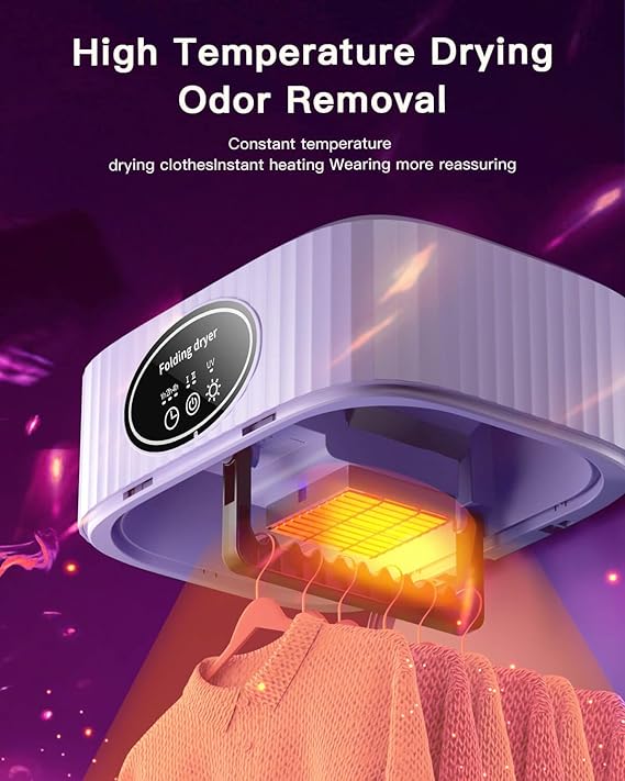 GlowDryer foldable clothes dryer for travel and small spaces
UV light portable clothes dryer for apartment and dorm use
Compact electric dryer for baby clothes, underwear and delicates
Lightweight collapsible dryer with 1h 2h 4h timer and energy-saving feature
Travel-friendly laundry drying solution with UV sanitization
